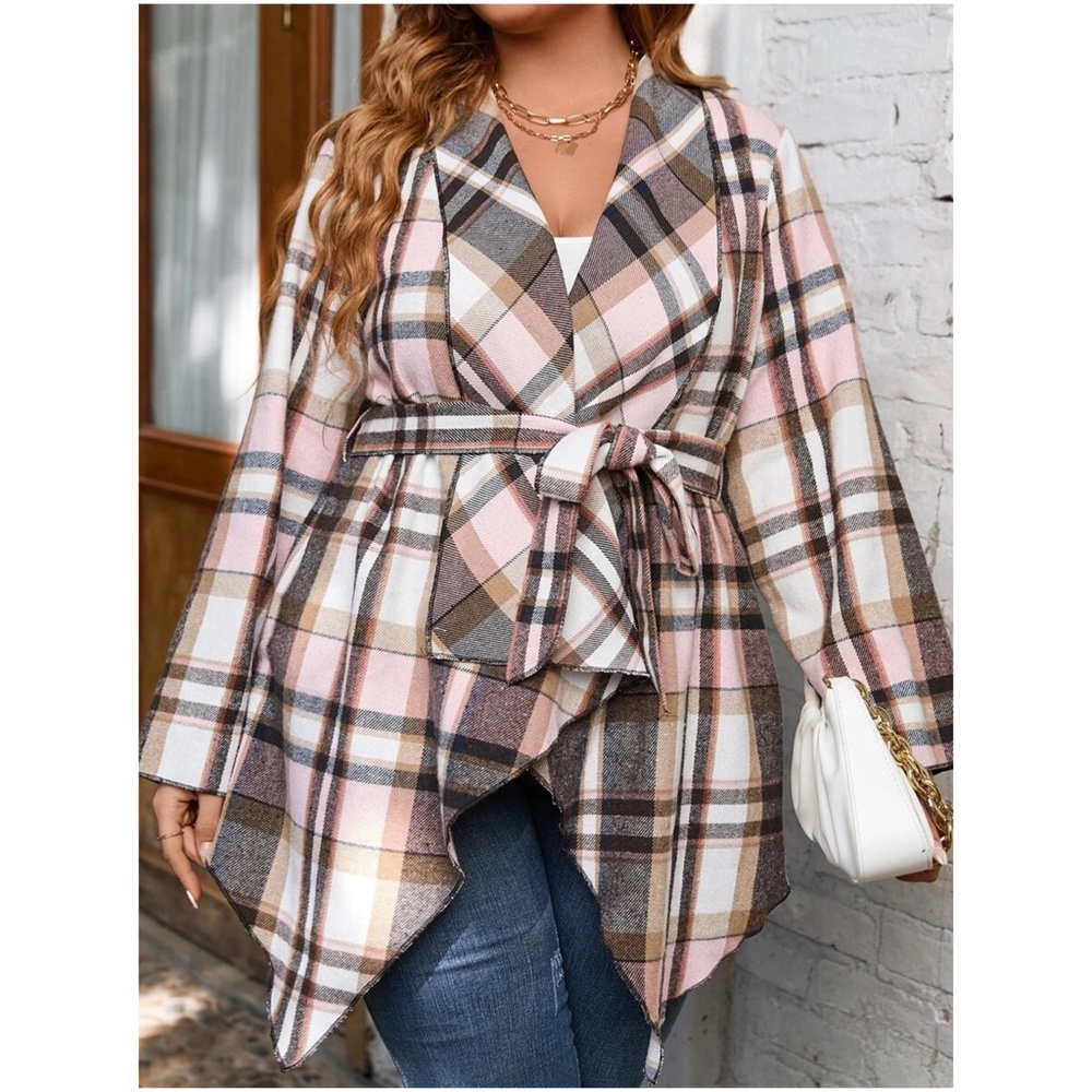 Cozy Plaid Belted Jacket Coat - Picture 1 of 5